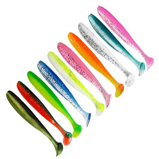 10pcs/Lot Fishing Lure T Tail Worm Soft Bait Jigging Wobblers Tackle Bass Pike Artificial Silicone Swimbait 55mm 70/90mm 120mm